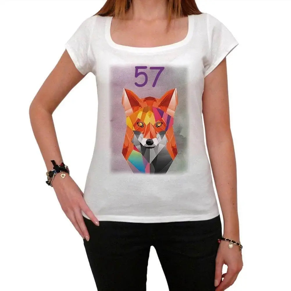 Women's Graphic T-Shirt Geometric Fox 57 57th Birthday Anniversary 57 Year Old Gift 1967 Vintage Eco-Friendly Ladies Short Sleeve Novelty Tee