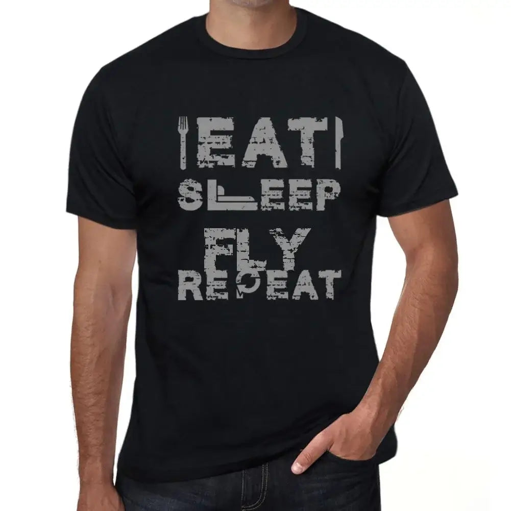 Men's Graphic T-Shirt Eat Sleep Fly Repeat Eco-Friendly Limited Edition Short Sleeve Tee-Shirt Vintage Birthday Gift Novelty