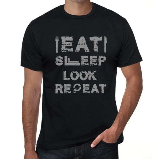 Men's Graphic T-Shirt Eat Sleep Look Repeat Eco-Friendly Limited Edition Short Sleeve Tee-Shirt Vintage Birthday Gift Novelty
