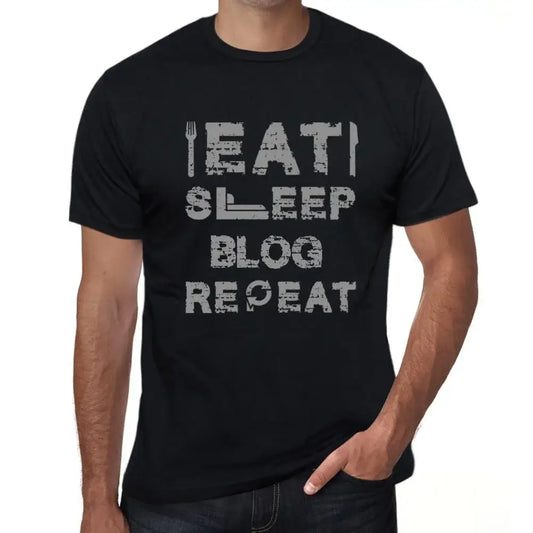 Men's Graphic T-Shirt Eat Sleep Blog Repeat Eco-Friendly Limited Edition Short Sleeve Tee-Shirt Vintage Birthday Gift Novelty