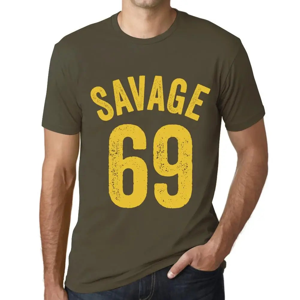 Men's Graphic T-Shirt Savage 69 69th Birthday Anniversary 69 Year Old Gift 1955 Vintage Eco-Friendly Short Sleeve Novelty Tee