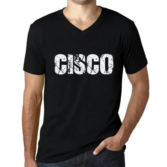 Men's Graphic T-Shirt V Neck Cisco Eco-Friendly Limited Edition Short Sleeve Tee-Shirt Vintage Birthday Gift Novelty