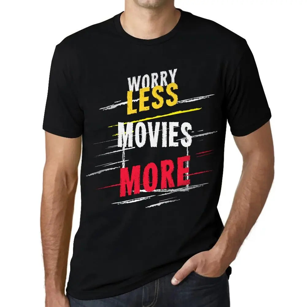 Men's Graphic T-Shirt Worry Less Movies More Eco-Friendly Limited Edition Short Sleeve Tee-Shirt Vintage Birthday Gift Novelty