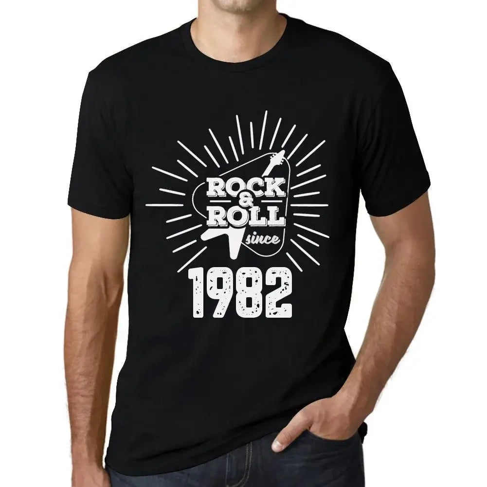 Men's Graphic T-Shirt Guitar and Rock & Roll Since 1982 42nd Birthday Anniversary 42 Year Old Gift 1982 Vintage Eco-Friendly Short Sleeve Novelty Tee