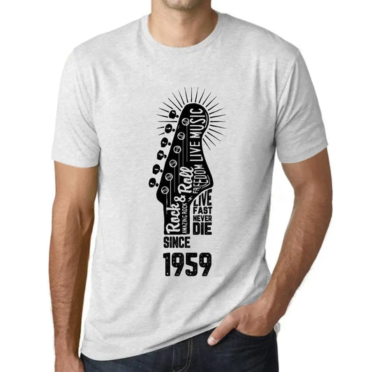 Men's Graphic T-Shirt Live Fast, Never Die Guitar and Rock & Roll Since 1959 65th Birthday Anniversary 65 Year Old Gift 1959 Vintage Eco-Friendly Short Sleeve Novelty Tee