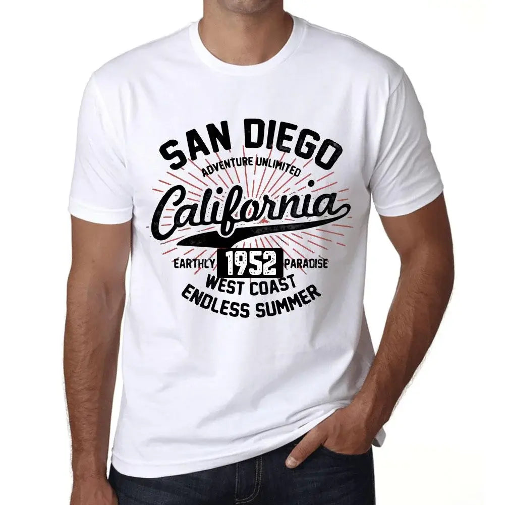 Men's Graphic T-Shirt San Diego California Endless Summer 1952 72nd Birthday Anniversary 72 Year Old Gift 1952 Vintage Eco-Friendly Short Sleeve Novelty Tee