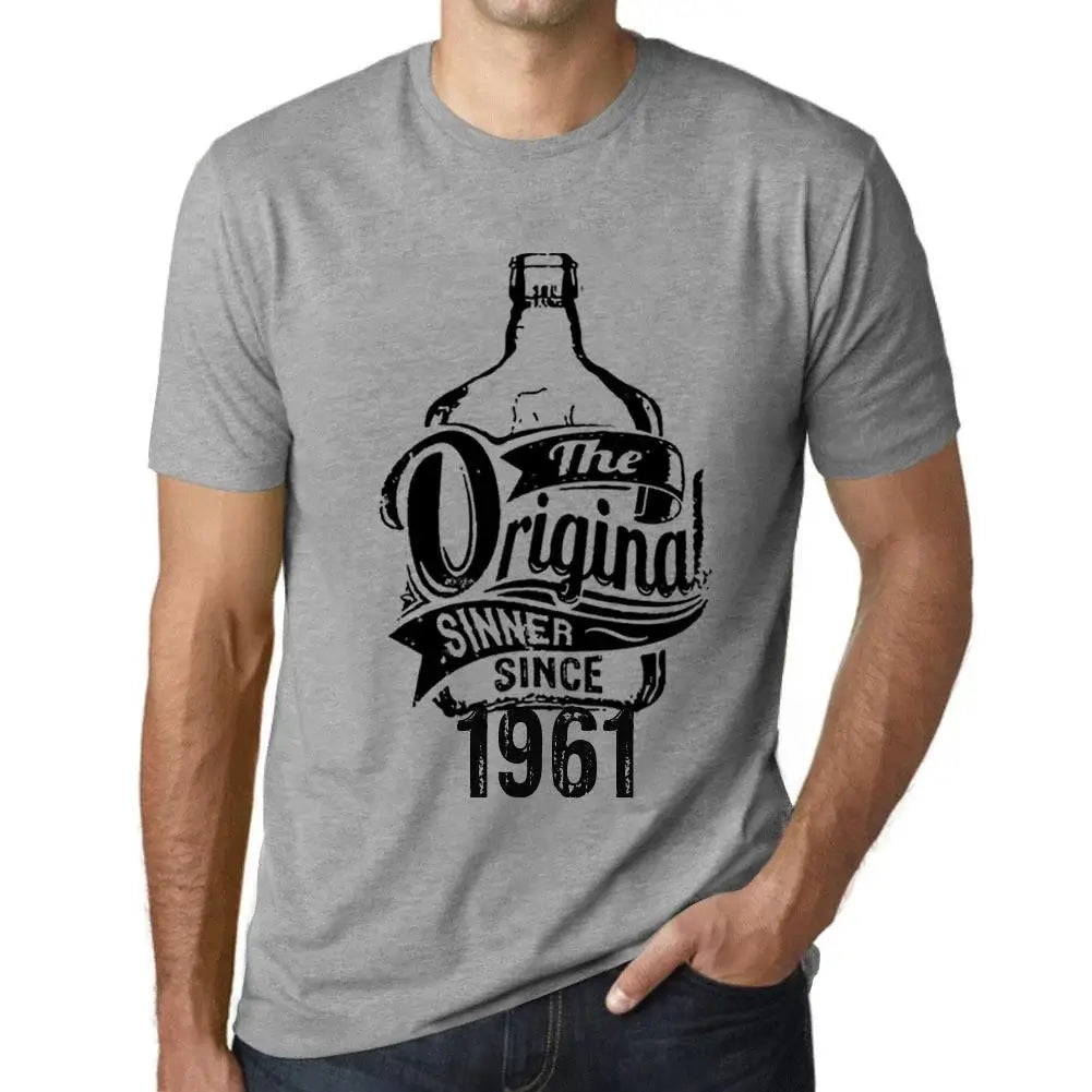 Men's Graphic T-Shirt The Original Sinner Since 1961 63rd Birthday Anniversary 63 Year Old Gift 1961 Vintage Eco-Friendly Short Sleeve Novelty Tee