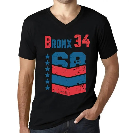 Men's Graphic T-Shirt V Neck Bronx 34 34th Birthday Anniversary 34 Year Old Gift 1990 Vintage Eco-Friendly Short Sleeve Novelty Tee
