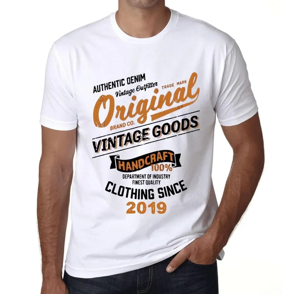 Men's Graphic T-Shirt Original Vintage Clothing Since 2019 5th Birthday Anniversary 5 Year Old Gift 2019 Vintage Eco-Friendly Short Sleeve Novelty Tee