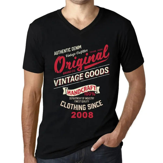 Men's Graphic T-Shirt V Neck Original Vintage Clothing Since 2008 16th Birthday Anniversary 16 Year Old Gift 2008 Vintage Eco-Friendly Short Sleeve Novelty Tee