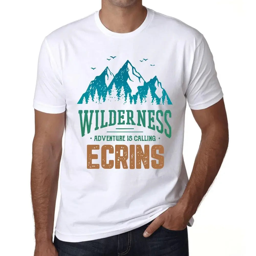 Men's Graphic T-Shirt Wilderness, Adventure Is Calling Ecrins Eco-Friendly Limited Edition Short Sleeve Tee-Shirt Vintage Birthday Gift Novelty