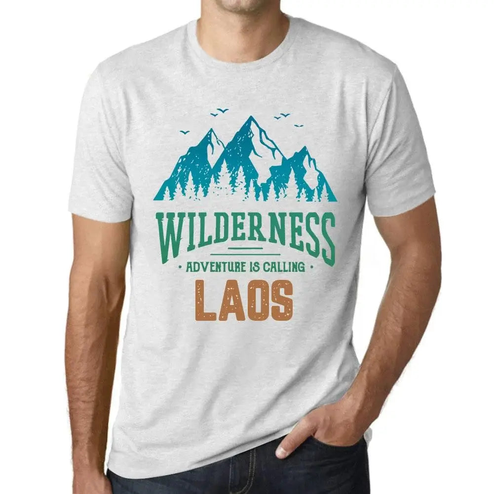 Men's Graphic T-Shirt Wilderness, Adventure Is Calling Laos Eco-Friendly Limited Edition Short Sleeve Tee-Shirt Vintage Birthday Gift Novelty