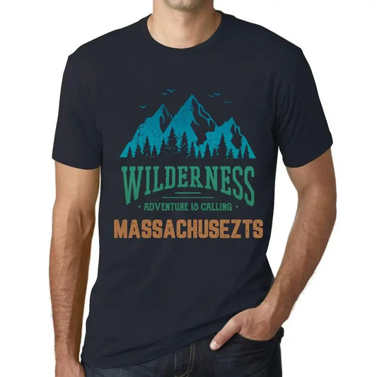 Men's Graphic T-Shirt Wilderness, Adventure Is Calling Massachusetts Eco-Friendly Limited Edition Short Sleeve Tee-Shirt Vintage Birthday Gift Novelty