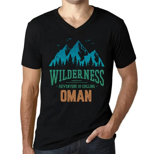 Men's Graphic T-Shirt V Neck Wilderness, Adventure Is Calling Oman Eco-Friendly Limited Edition Short Sleeve Tee-Shirt Vintage Birthday Gift Novelty