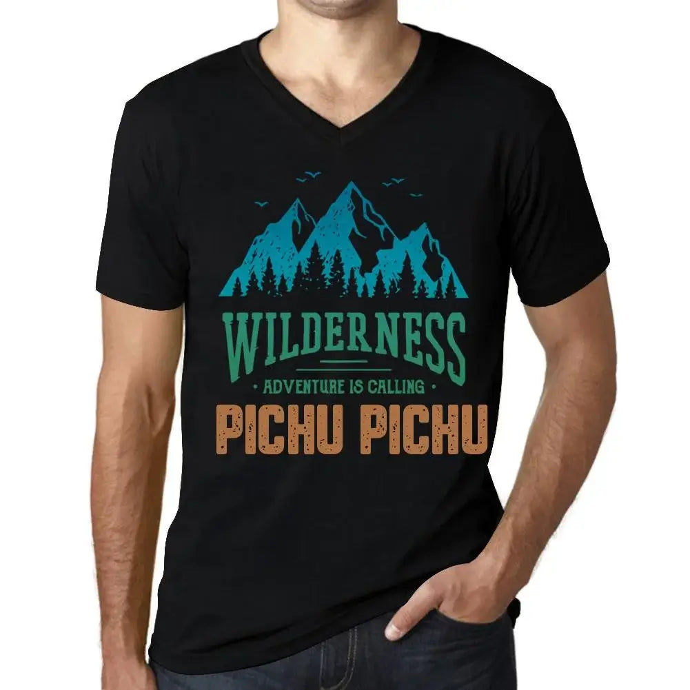 Men's Graphic T-Shirt V Neck Wilderness, Adventure Is Calling Pichu Pichu Eco-Friendly Limited Edition Short Sleeve Tee-Shirt Vintage Birthday Gift Novelty