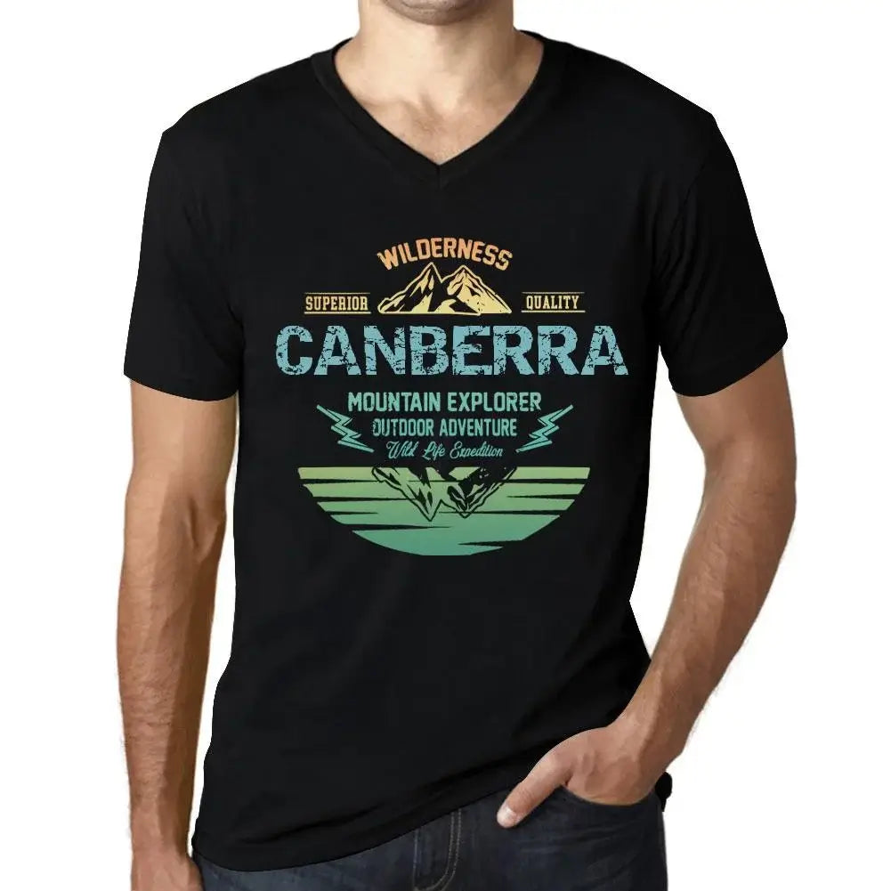 Men's Graphic T-Shirt V Neck Outdoor Adventure, Wilderness, Mountain Explorer Canberra Eco-Friendly Limited Edition Short Sleeve Tee-Shirt Vintage Birthday Gift Novelty