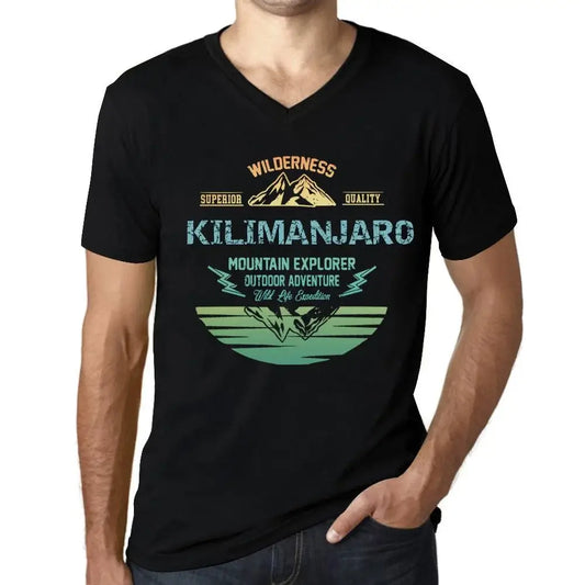 Men's Graphic T-Shirt V Neck Outdoor Adventure, Wilderness, Mountain Explorer Kilimanjaro Eco-Friendly Limited Edition Short Sleeve Tee-Shirt Vintage Birthday Gift Novelty
