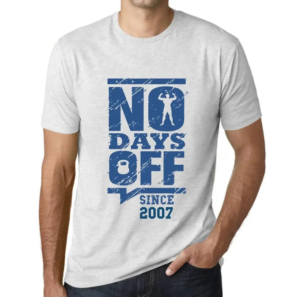 Men's Graphic T-Shirt No Days Off Since 2007 17th Birthday Anniversary 17 Year Old Gift 2007 Vintage Eco-Friendly Short Sleeve Novelty Tee