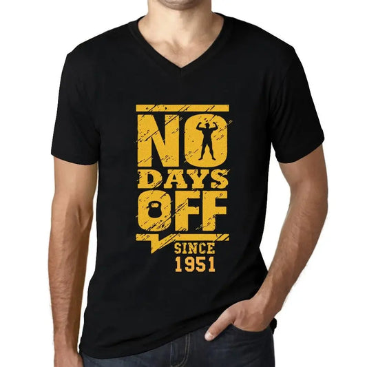 Men's Graphic T-Shirt V Neck No Days Off Since 1951 73rd Birthday Anniversary 73 Year Old Gift 1951 Vintage Eco-Friendly Short Sleeve Novelty Tee