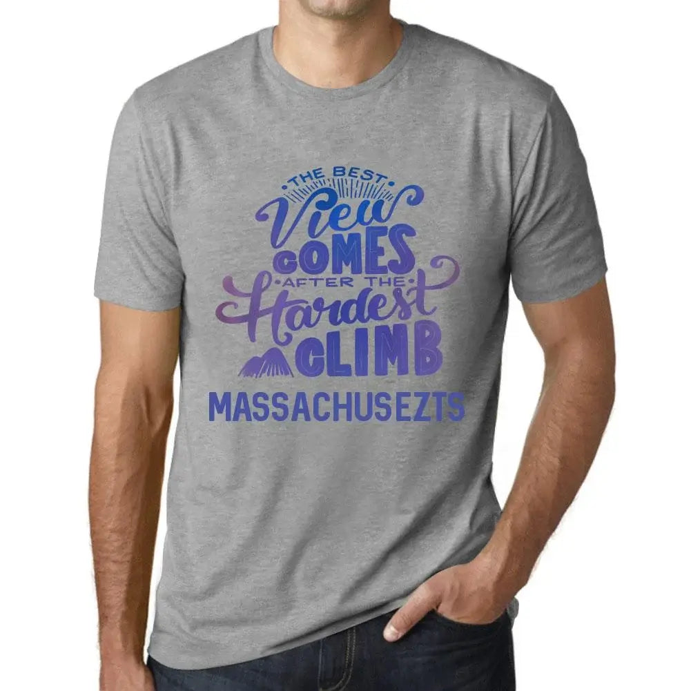 Men's Graphic T-Shirt The Best View Comes After Hardest Mountain Climb Massachusetts Eco-Friendly Limited Edition Short Sleeve Tee-Shirt Vintage Birthday Gift Novelty