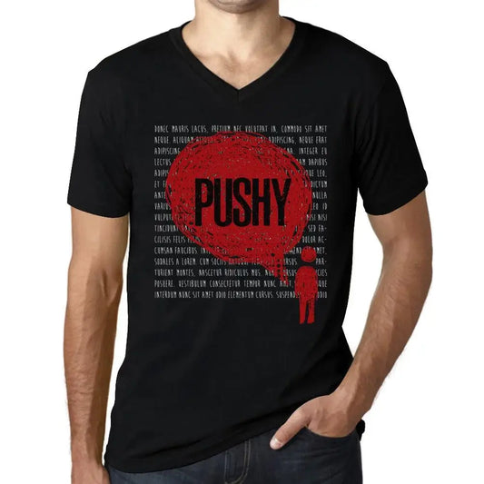 Men's Graphic T-Shirt V Neck Thoughts Pushy Eco-Friendly Limited Edition Short Sleeve Tee-Shirt Vintage Birthday Gift Novelty