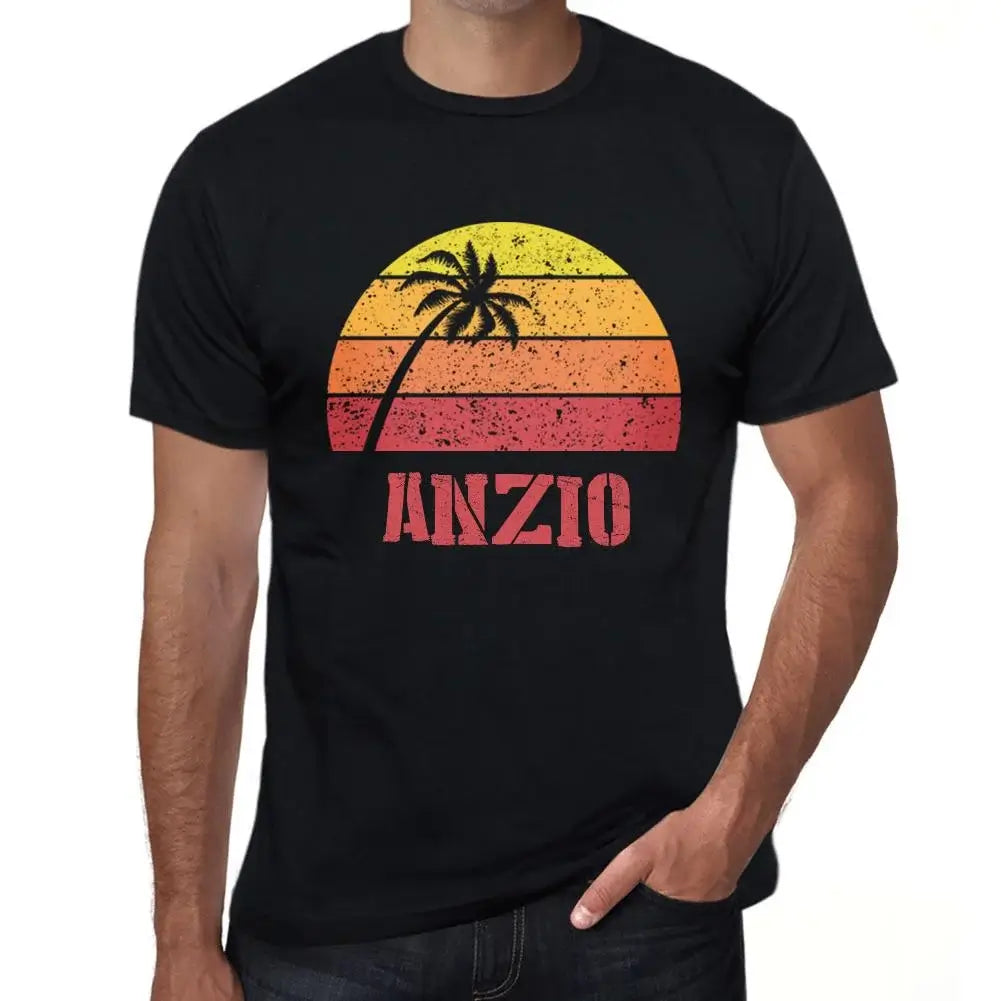 Men's Graphic T-Shirt Palm, Beach, Sunset In Anzio Eco-Friendly Limited Edition Short Sleeve Tee-Shirt Vintage Birthday Gift Novelty