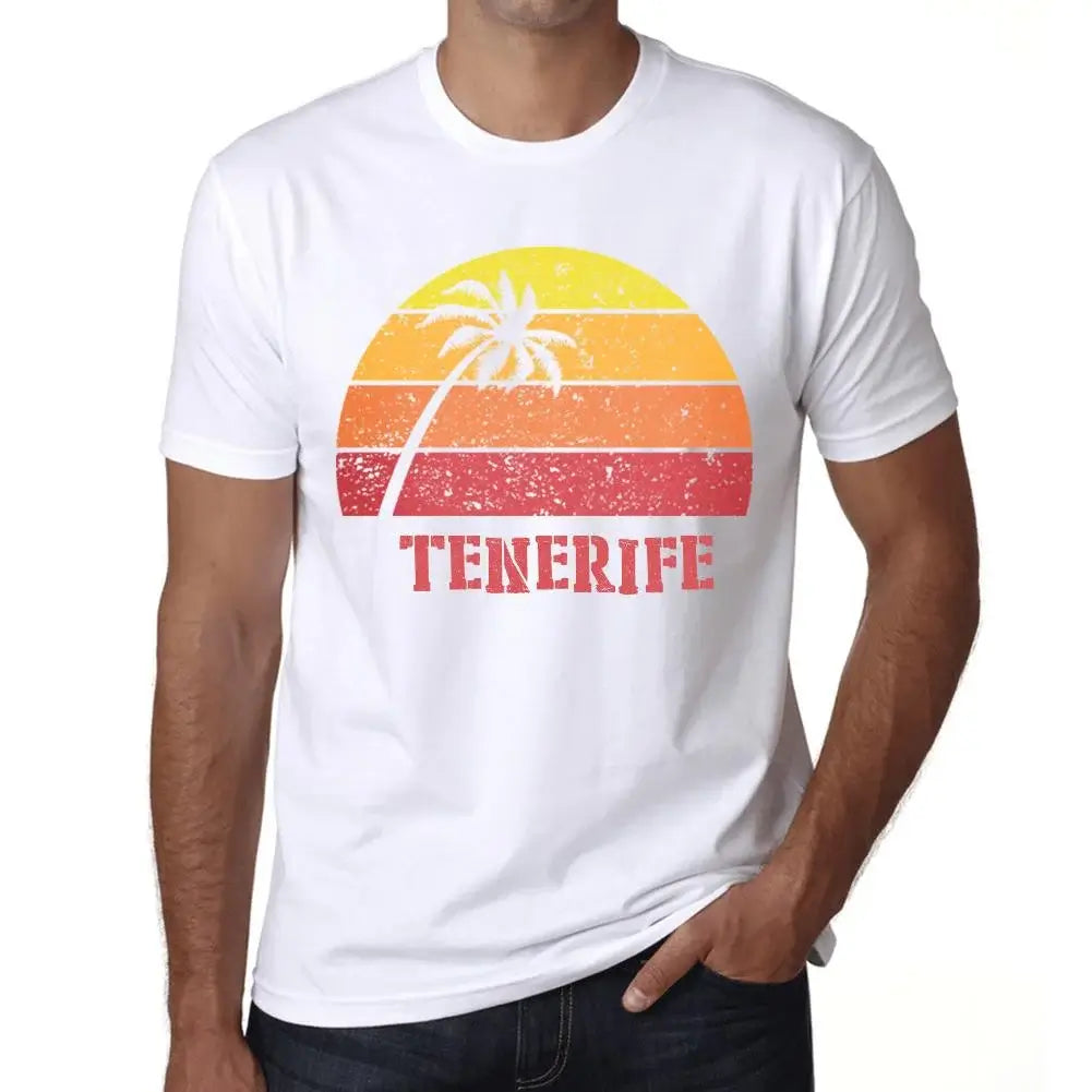 Men's Graphic T-Shirt Palm, Beach, Sunset In Tenerife Eco-Friendly Limited Edition Short Sleeve Tee-Shirt Vintage Birthday Gift Novelty