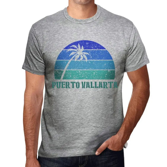 Men's Graphic T-Shirt Palm, Beach, Sunset In Puerto Vallarta Eco-Friendly Limited Edition Short Sleeve Tee-Shirt Vintage Birthday Gift Novelty