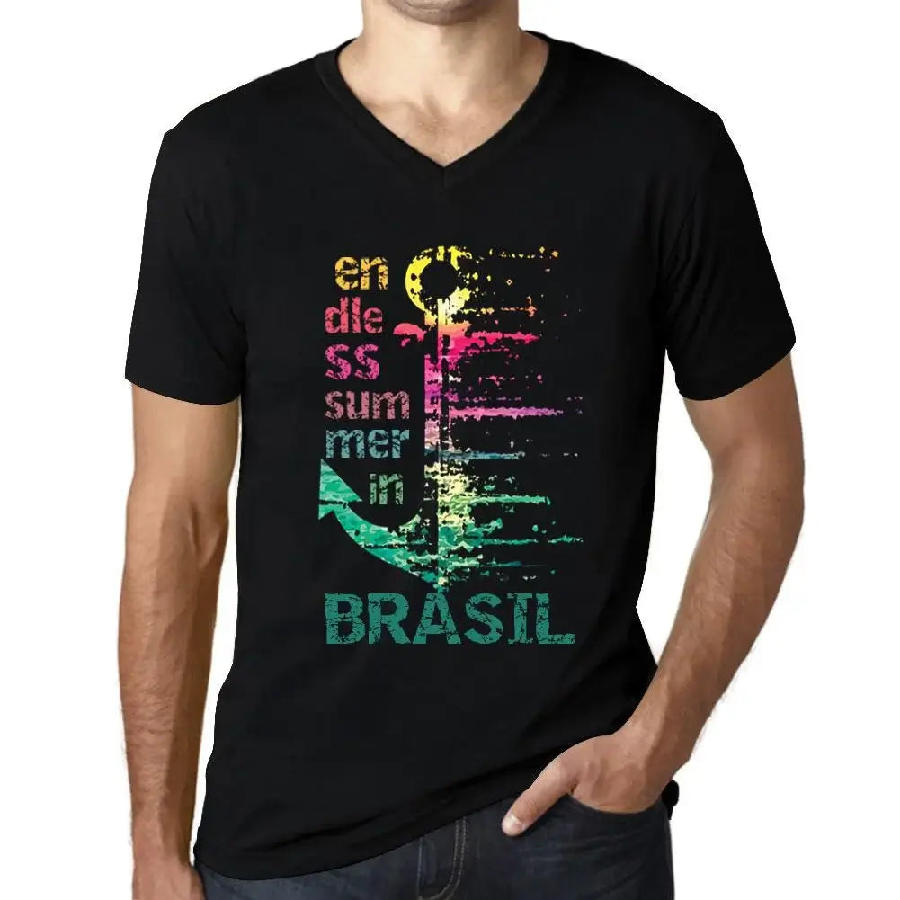 Men's Graphic T-Shirt V Neck Endless Summer In Brasil Eco-Friendly Limited Edition Short Sleeve Tee-Shirt Vintage Birthday Gift Novelty