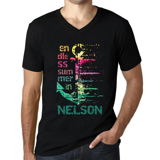 Men's Graphic T-Shirt V Neck Endless Summer In Nelson Eco-Friendly Limited Edition Short Sleeve Tee-Shirt Vintage Birthday Gift Novelty