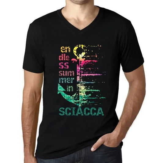 Men's Graphic T-Shirt V Neck Endless Summer In Sciacca Eco-Friendly Limited Edition Short Sleeve Tee-Shirt Vintage Birthday Gift Novelty