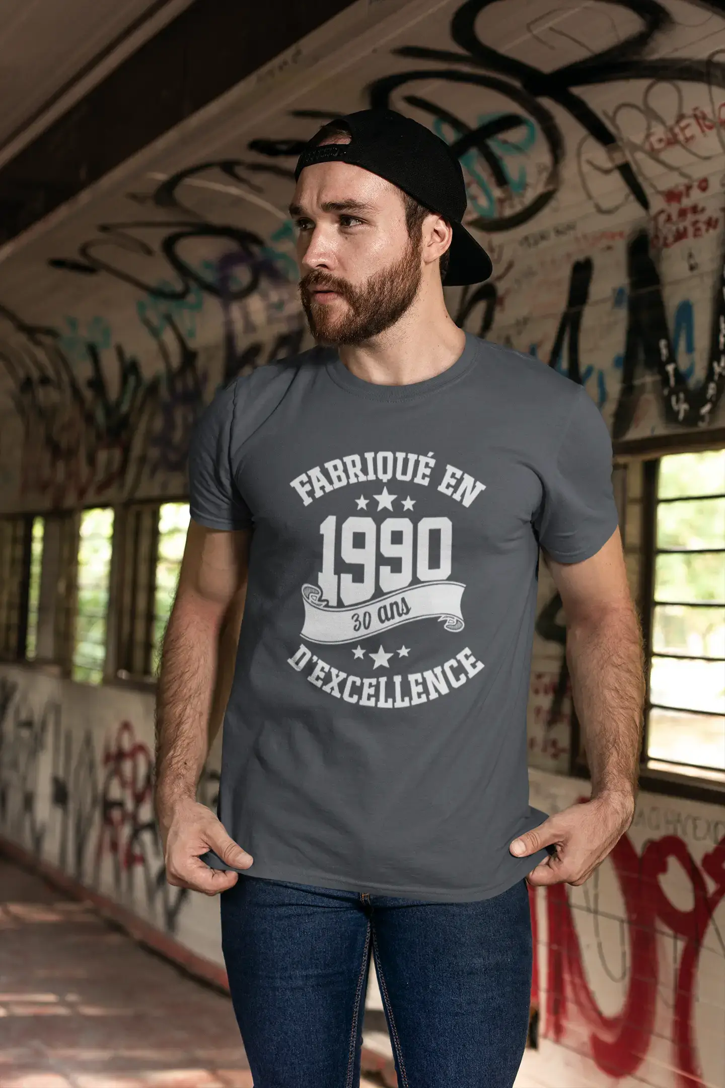 Ultrabasic® Fabriqué en 1990, 30 Ans d'être Génial T-Shirt Blanc Ch