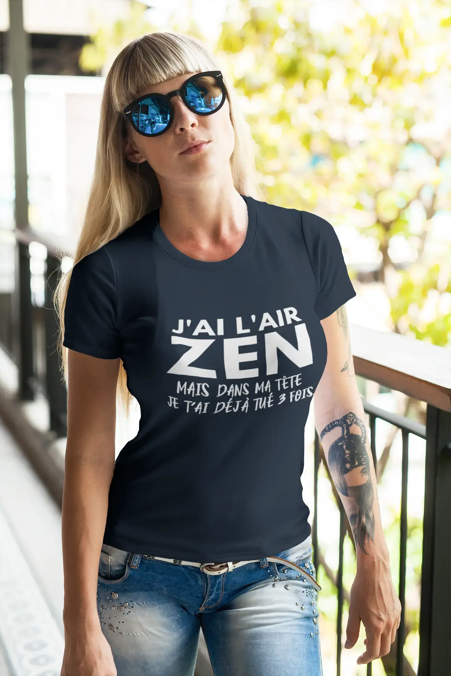 Women's Short Sleeved T-Shirt J'Ai l'air Zen mais dans ma tête