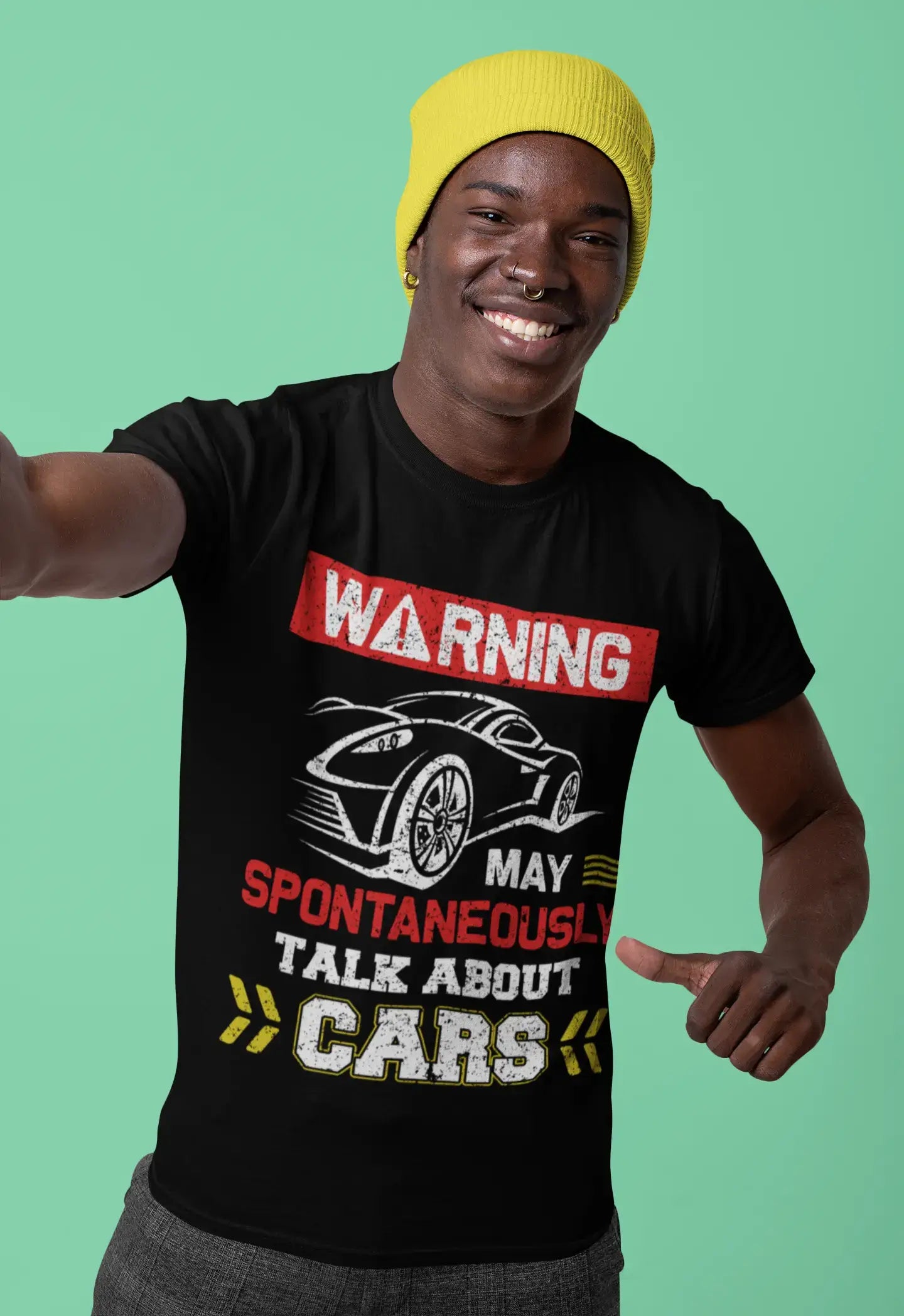 ULTRABASIC Men's T-Shirt Warning May Spontaneously Talk About Car - Car Lovers Tee Shirt