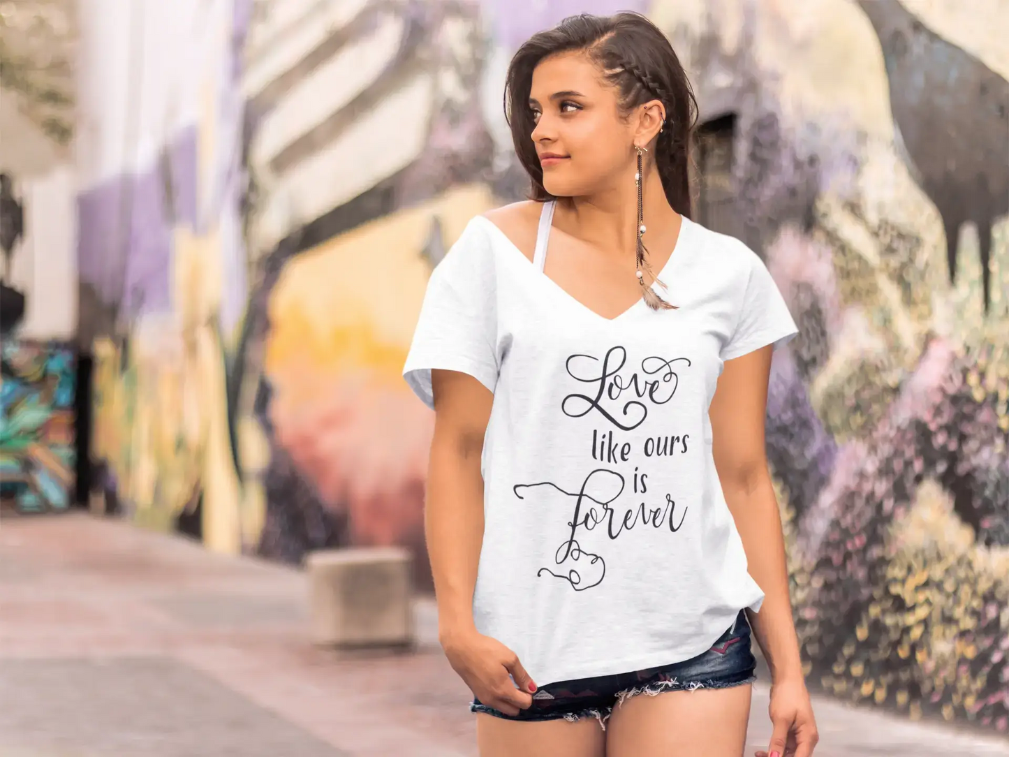 ULTRABASIC Women's T-Shirt Love Like Ours is Forever - Short Sleeve Tee Shirt Tops