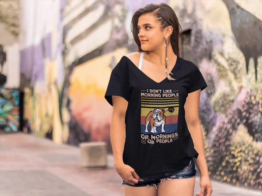 ULTRABASIC Women's T-Shirt Bulldog I Don't Like Morning People - Funny Dog Quote