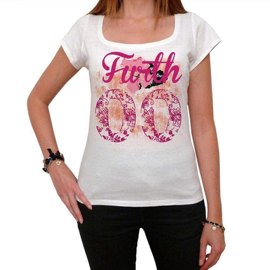 00, Furth, City With Number, <span>Women's</span> <span>Short Sleeve</span> Round White T-shirt 00008 - ULTRABASIC