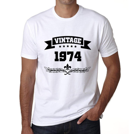 1974 Vintage Year White, Men's Short Sleeve Round Neck T-shirt 00096 - ultrabasic-com