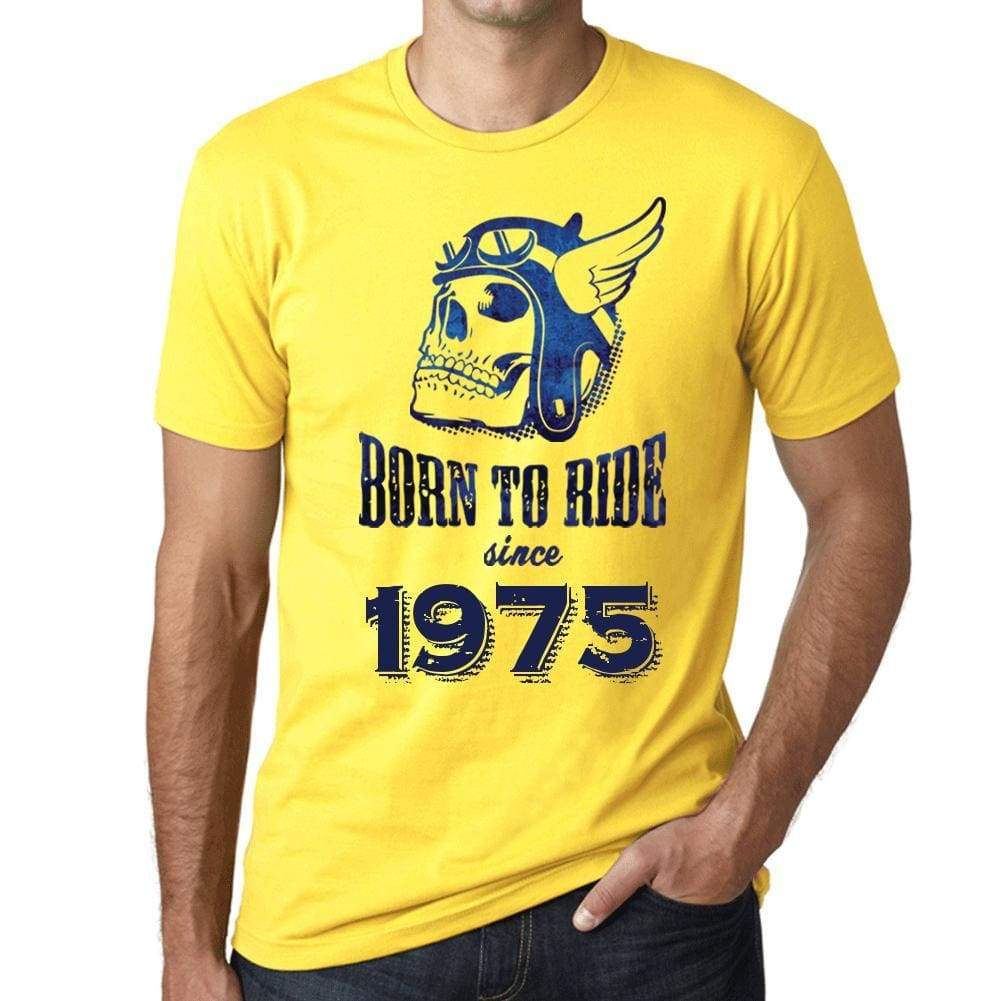 1975, Born to Ride Since 1975 Men's T-shirt Yellow Birthday Gift 00496 - ultrabasic-com