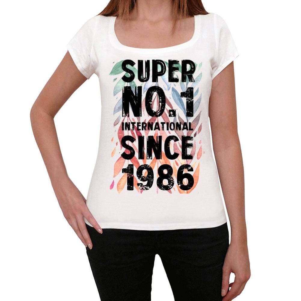 1986, Super No.1 Since 1986 Women's T-shirt White Birthday Gift 00505 - ultrabasic-com