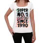 1990 Super No.1 Since 1990 Womens T-Shirt White Birthday Gift 00505 - White / Xs - Casual