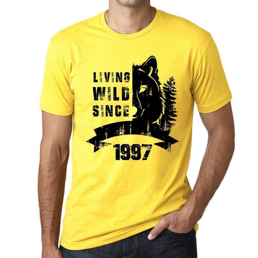 1997 Living Wild Since 1997 Mens T-Shirt Yellow Birthday Gift 00501 - Yellow / X-Small - Casual