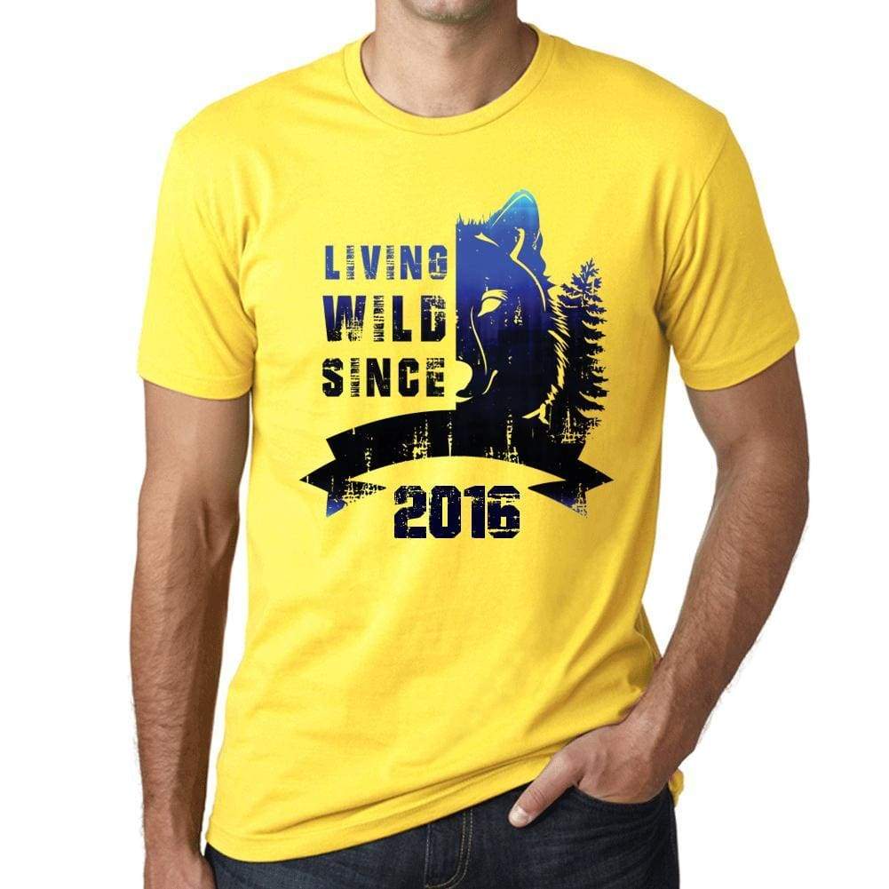 2016 Living Wild 2 Since 2016 Mens T-Shirt Yellow Birthday Gift 00516 - Yellow / Xs - Casual