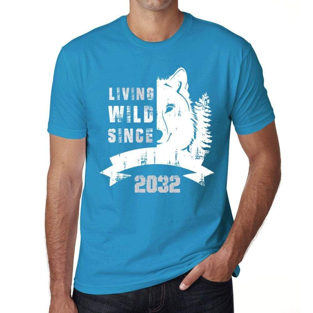 2032 Living Wild Since 2032 Mens T-Shirt Blue Birthday Gift 00499 - Blue / X-Small - Casual