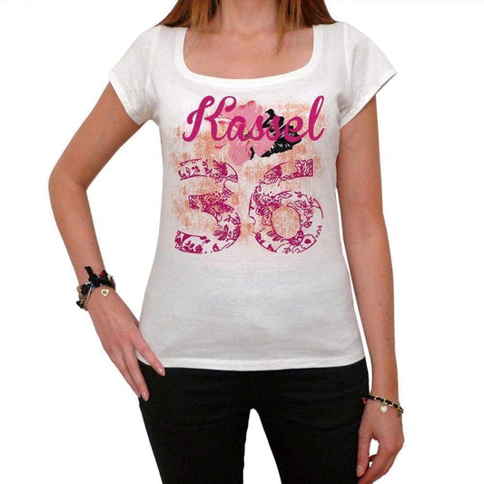 36 Kassel City With Number Womens Short Sleeve Round White T-Shirt 00008 - Casual