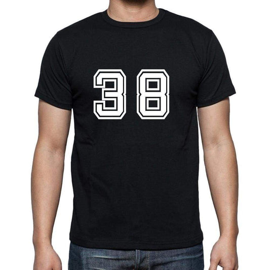 38 Numbers Black Mens Short Sleeve Round Neck T-Shirt 00116 - Casual