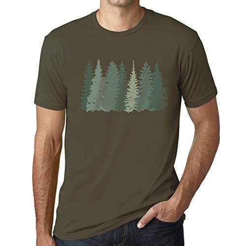 Ultrabasic - Homme T-Shirt Graphique Arbres Forestiers Army