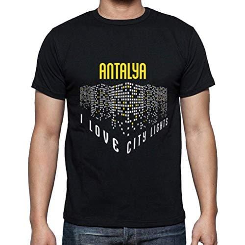 Ultrabasic - Homme T-Shirt Graphique J'aime Antalya Lumières Noir Profond