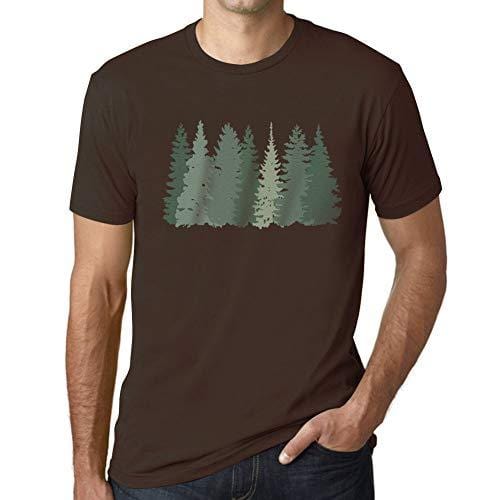 Ultrabasic - Homme T-Shirt Graphique Arbres Forestiers Chocolat