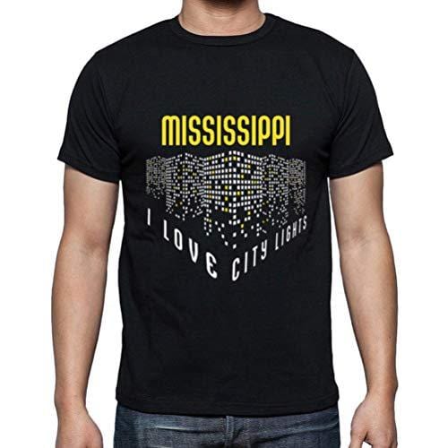 Ultrabasic - Homme T-Shirt Graphique J'aime Mississippi Lumières Noir Profond